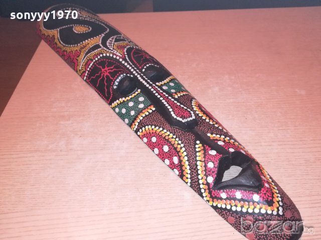 поръчана-голяма цветна маска за стена-80х17х8см-дървена с релеф, снимка 2 - Колекции - 21007869
