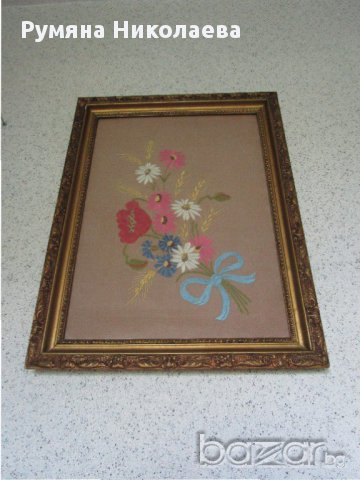 бродиран гоблен - полски цветя, снимка 3 - Гоблени - 18029162