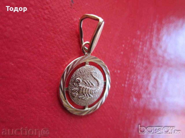 Руска златна висулка зодия скорпион медальон 583, снимка 2 - Колиета, медальони, синджири - 17184898