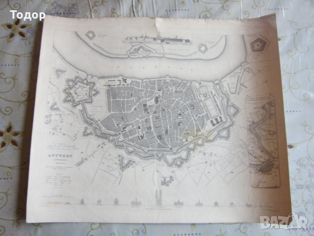 Стара карта Антверпен 1832, снимка 5 - Колекции - 25432699