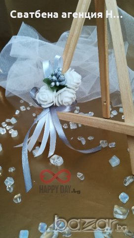 Сватбена бутониера за ревер Оливия, снимка 2 - Сватбени аксесоари - 21060768