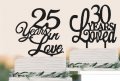 25 и 30 Years in Love години любов черен пластмасов топер украса декор за торта рожден ден юбилей