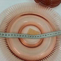  антикварен сервиз чинии розово стъкло 53г, снимка 8 - Антикварни и старинни предмети - 22342884