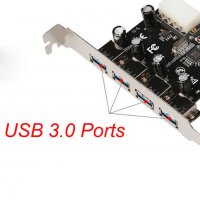 Нов 4-портов PCI-E към USB 3.0 HUB PCI Express адаптер 5 Gbps разклонител, снимка 12 - Кабели и адаптери - 19493248