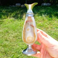 Посребрена ваза,свещник от оникс. , снимка 1 - Вази - 26106067