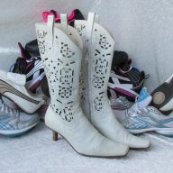 летни ботуши Laura Bellariva original White Summer Boots, N-37, естествена кожа,GOGOMOTO.BAZAR.BG®, снимка 7 - Дамски обувки на ток - 17046841