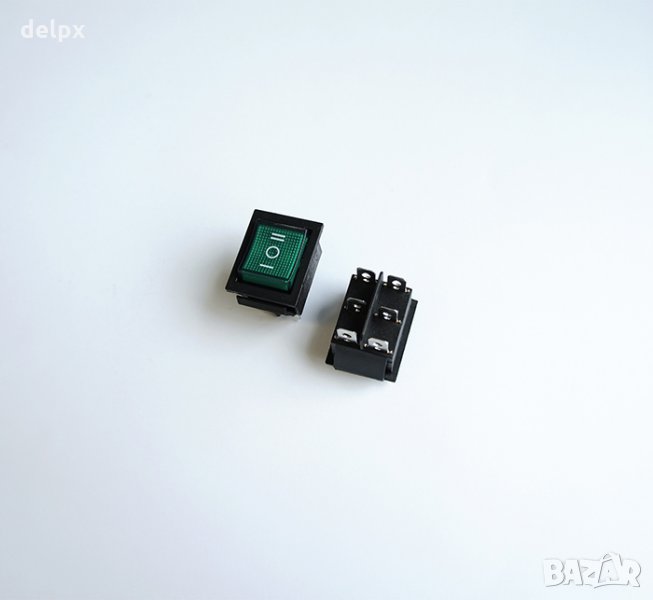 Kлюч с 3 положения светещ зелен 250V 16A 28x22mm, снимка 1