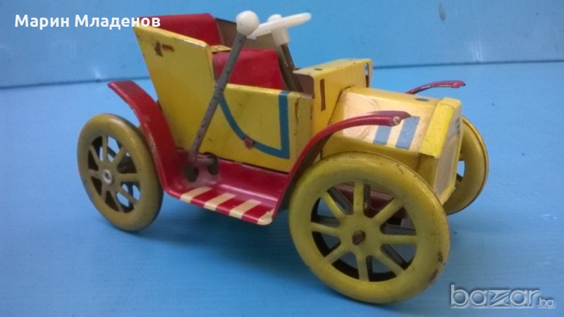 стара механична играчка-количка, снимка 1