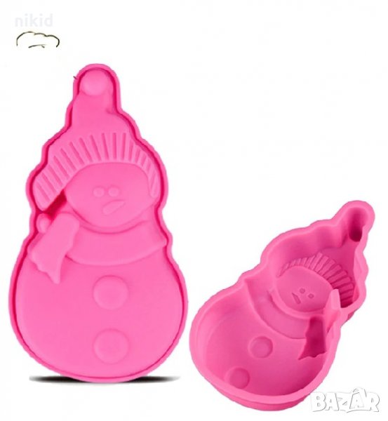 Красив Снежен човек с релеф средна форма силиконов молд тесто фондан кексче гипс сапун калъп , снимка 1