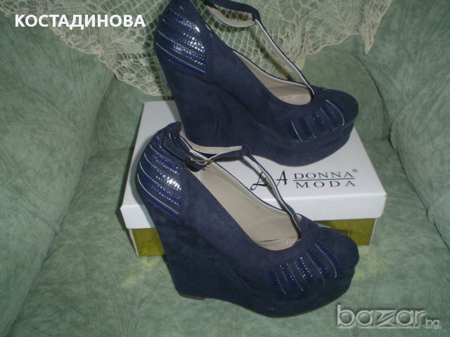 тъмно сини обувки на платформа, снимка 1