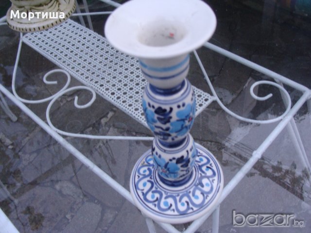  Гръцки порцеланов свещник , снимка 2 - Декорация за дома - 19556078