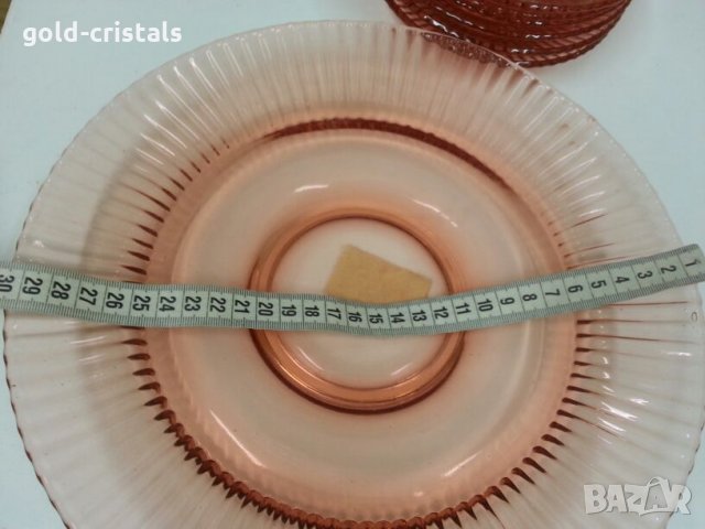  антикварен сервиз чинии розово стъкло 53г, снимка 8 - Антикварни и старинни предмети - 22342884