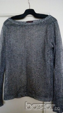 Сивосребриста мрежеста блуза, с дълъг ръкав, снимка 3 - Блузи с дълъг ръкав и пуловери - 19503891