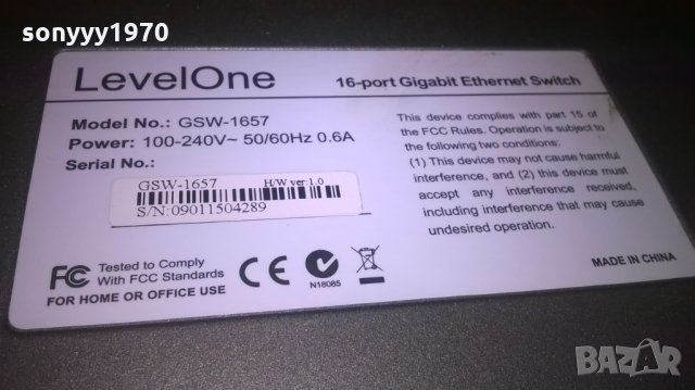 levelone gsw-1657 16 port gigabit ethernet switch, снимка 4 - Суичове - 25722864