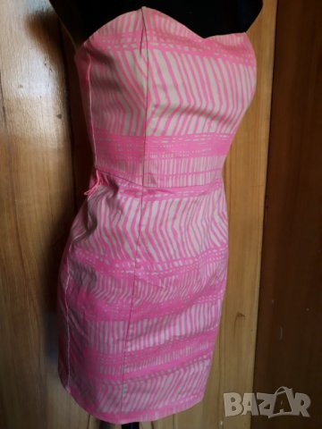 H&М Къса рокля бюстие в светло розово и бежово С, снимка 2 - Рокли - 25133182