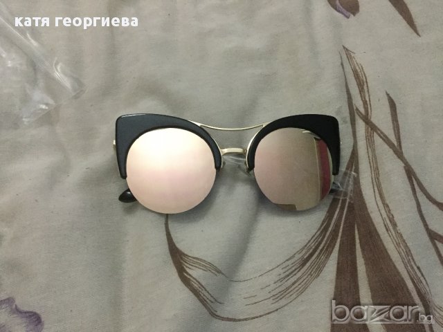 Котешки слънчеви очила черно с бледо розово огледални , снимка 2 - Слънчеви и диоптрични очила - 15060409