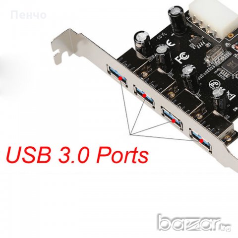 Нов 4-портов PCI-E към USB 3.0 HUB PCI Express адаптер 5 Gbps разклонител, снимка 12 - Кабели и адаптери - 19493248