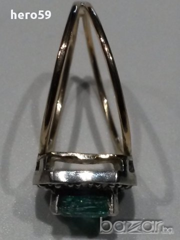Стар античен дамски златен пръстен,с изумруд и диаманти, снимка 5 - Пръстени - 16741614