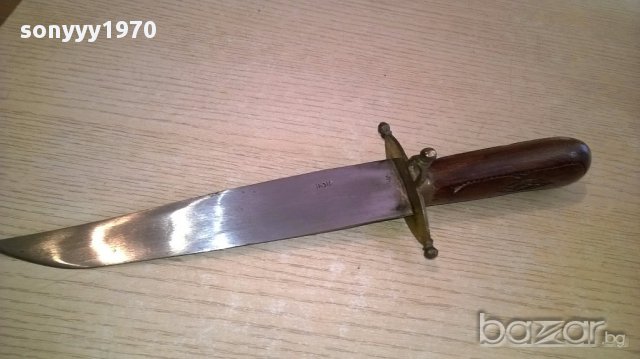 Стар нож индия-30см-дърво/метал/месинг-внос швеицария, снимка 2 - Ножове - 17807533