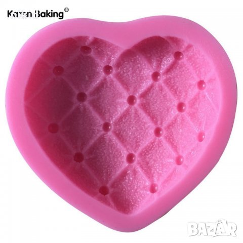 Сърце с релеф ромбове и топченца силиконов молд форма декорация торта фондан шоколад и др, снимка 2 - Форми - 23209358