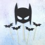 5 бр Батман маска и прилепи брокатен картон топери топер украса декор за торта и мъфини парти декор, снимка 2