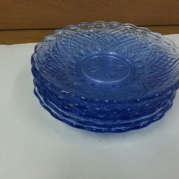 Стъклени чинии и поднос цветно синьо стъкло, снимка 6 - Антикварни и старинни предмети - 26194372