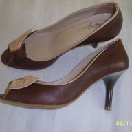 Дамски кафяви обувки, снимка 2 - Дамски обувки на ток - 18037549