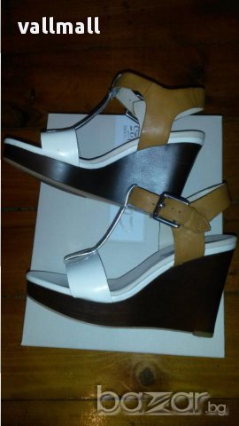 Сандали Clarks Orleans White&Brown Wedge Leather Sandals, снимка 5 - Сандали - 12407534