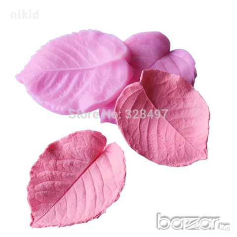 голямо листо лист роза силиконов молд вейнър вайнър украса декор фондан шоколад торта др., снимка 2 - Форми - 16611015