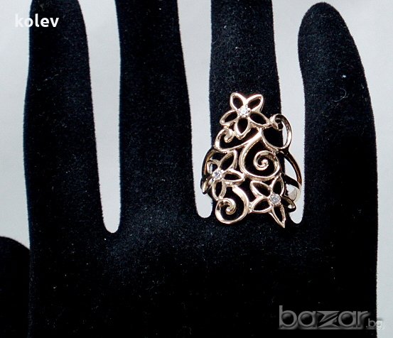 златен пръстен С ЦВЕТЯ 3.65 грама/размер №59 злато 14 карата, снимка 2 - Пръстени - 19261037