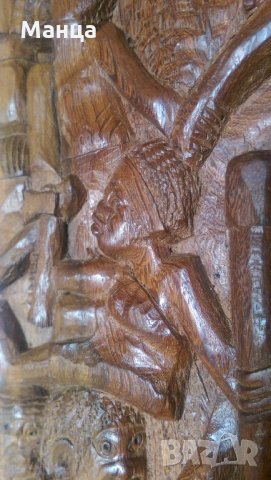 Африканска дърворезба пано, снимка 6 - Антикварни и старинни предмети - 22479980
