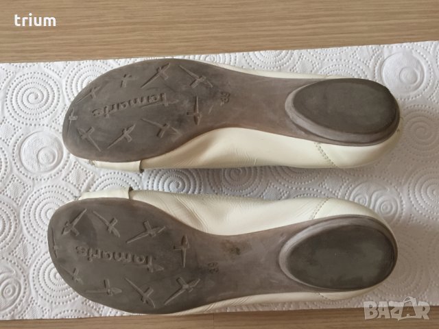 Бели лачени балеринки Tamaris от естествена кожа, номер 39, снимка 6 - Дамски ежедневни обувки - 22954695