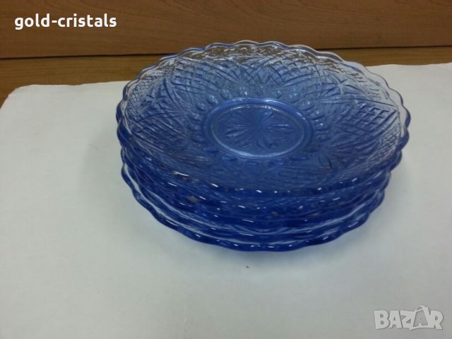 Стъклени чинии и поднос цветно синьо стъкло, снимка 6 - Антикварни и старинни предмети - 26194372