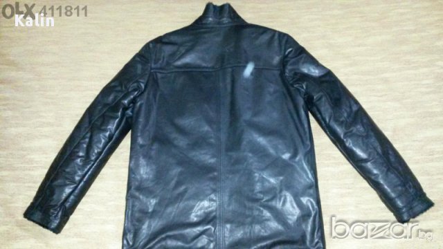 Дизайнерски Черен кожен Кабан, снимка 2 - Якета - 11916795