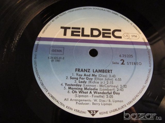 Грамофонна плоча Франц Ламбърт, Franz Lambert -  романтична музика, пиано, снимка 5 - Грамофонни плочи - 17213010