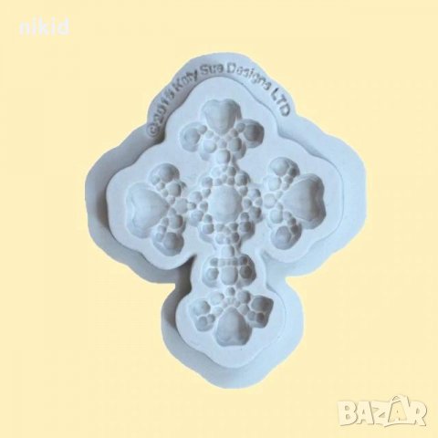 Кръст от камъни силиконов молд форма украса декорация фондан шоколад торта кръщене мъфини