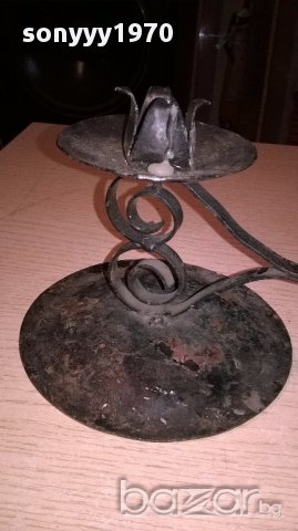Метален свещник-17х13см, снимка 5 - Антикварни и старинни предмети - 17448696