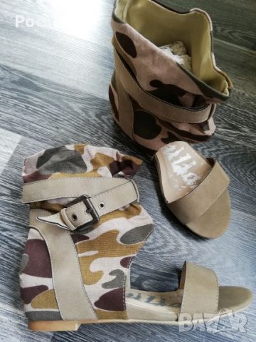 Нови Дамски сандали тип ботуши /боти камуфлаж - 38 и 39 номер, снимка 4 - Сандали - 25021552