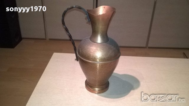 Ретро кана-мед/месинг/ковано желязо-33х22х17см-внос швеицария, снимка 4 - Антикварни и старинни предмети - 17560387