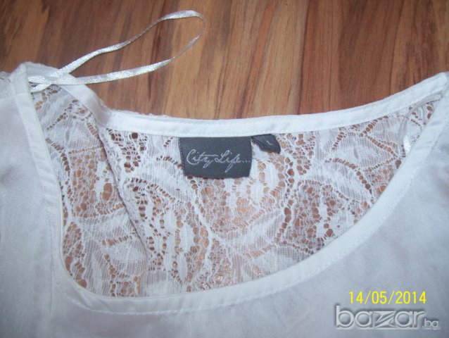 нова бяла лятна блузка с дантелен прозрачен гръб на sity life-размер-л-хл , снимка 2 - Тениски - 7407792