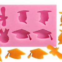 Абитуриент тога значка диплома дипломиране завършване силиконов молд форма украса торта фондан , снимка 1 - Форми - 25914885