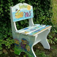 дървен детски рисуван стол, снимка 5 - Мебели за детската стая - 7100288