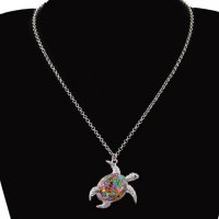 Верижка медальон емайл костенурка огърлица верига ланче синджирче мода бижута за жени ланец, снимка 5 - Колиета, медальони, синджири - 24363580