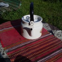 Стар емайлиран чайник #4, снимка 4 - Антикварни и старинни предмети - 25578591