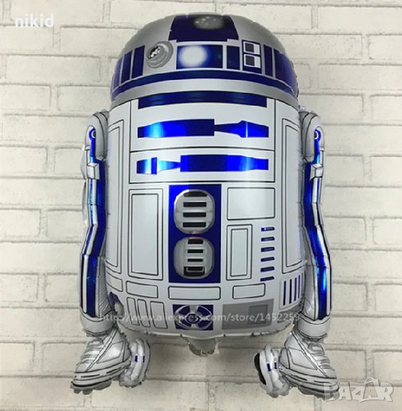 R2D2 R2-D2 дроид робот Star Wars Междузвездни Войни фолио фолиев балон хелий въздух парти рожден ден, снимка 1