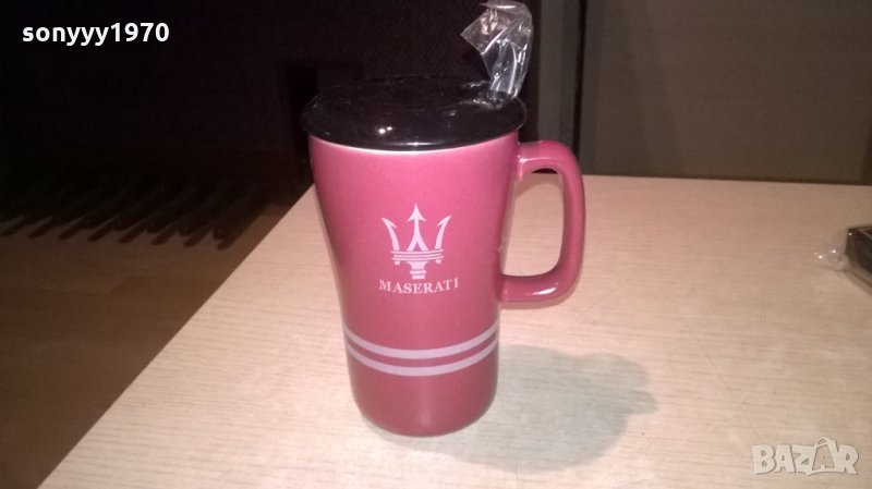 ❤️maserati-чаша керамика с капак-14х12х9см и лъжица-16см, снимка 1