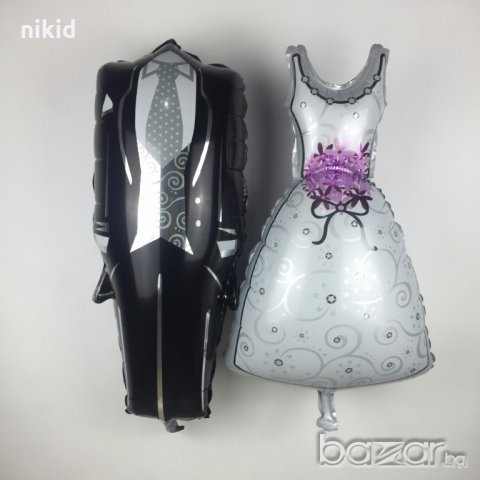 Булчинска рокля и костюм Младоженци сватба огромен фолио фолиев гигант балон хелий или въздух парти