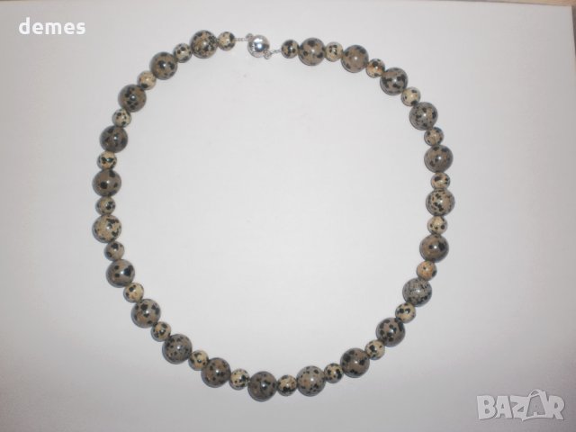  Гердан от далматински яспис-кръг, снимка 2 - Колиета, медальони, синджири - 25378654