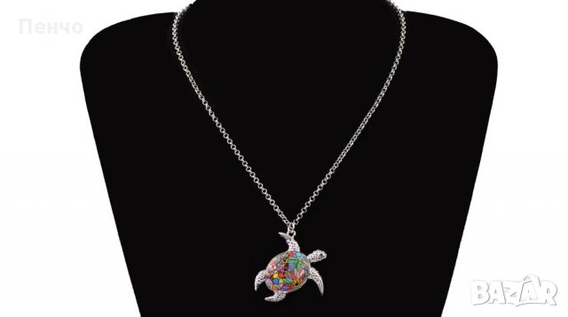 Верижка медальон емайл костенурка огърлица верига ланче синджирче мода бижута за жени ланец, снимка 5 - Колиета, медальони, синджири - 24363580