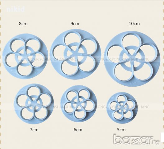 сет 6 огромни резци резец форма форми за направа на красива роза за украса торта фондан шоколад , снимка 2 - Форми - 17239795